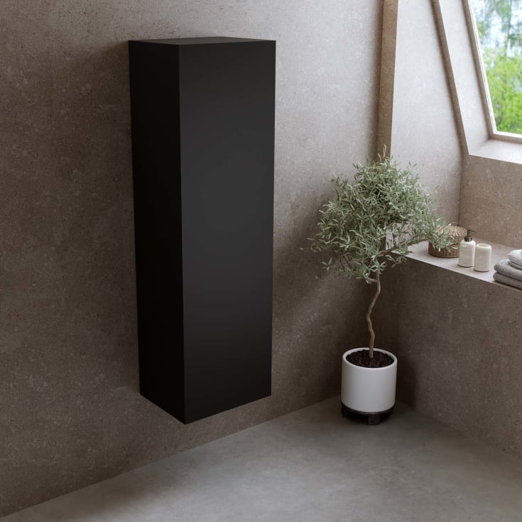 Bathlife høyskap, myktlukkende dør, 150x45x35 cm, sort matt