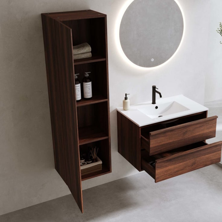 Bathlife høyskap, myktlukkende dør, 150x45x35 cm, valnøtt