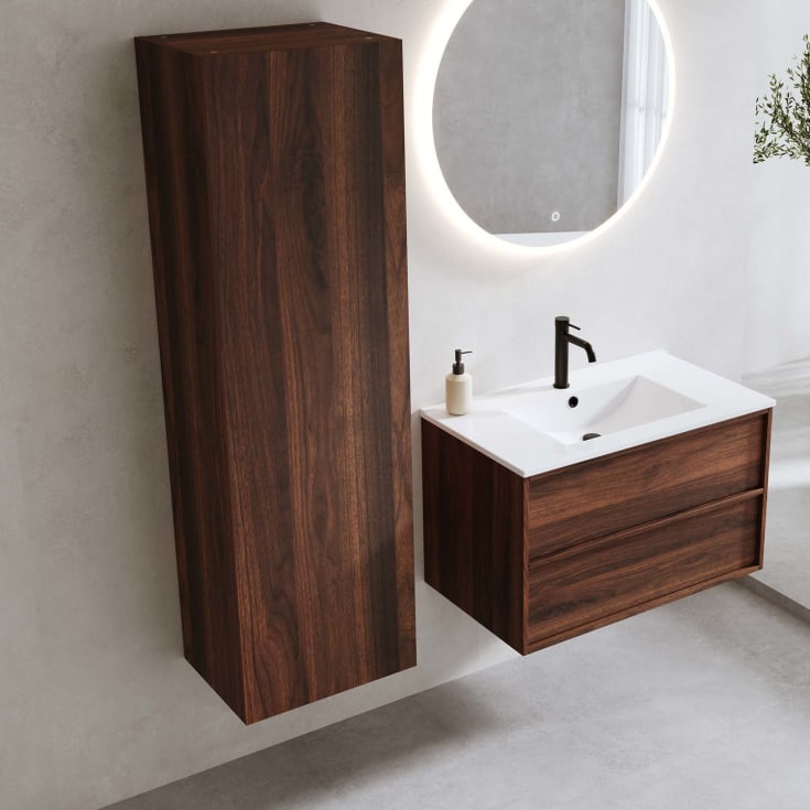 Bathlife høyskap, myktlukkende dør, 150x45x35 cm, valnøtt