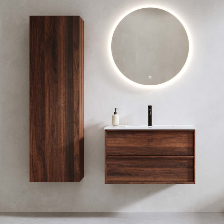 Bathlife høyskap, myktlukkende dør, 150x45x35 cm, valnøtt