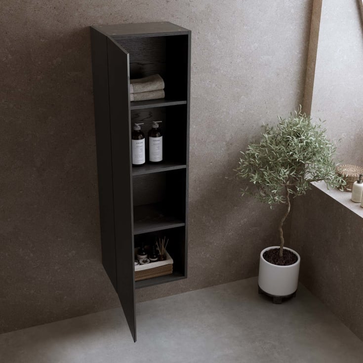 Bathlife høyskap, myktlukkende dør, 150x45x35 cm, sort eik