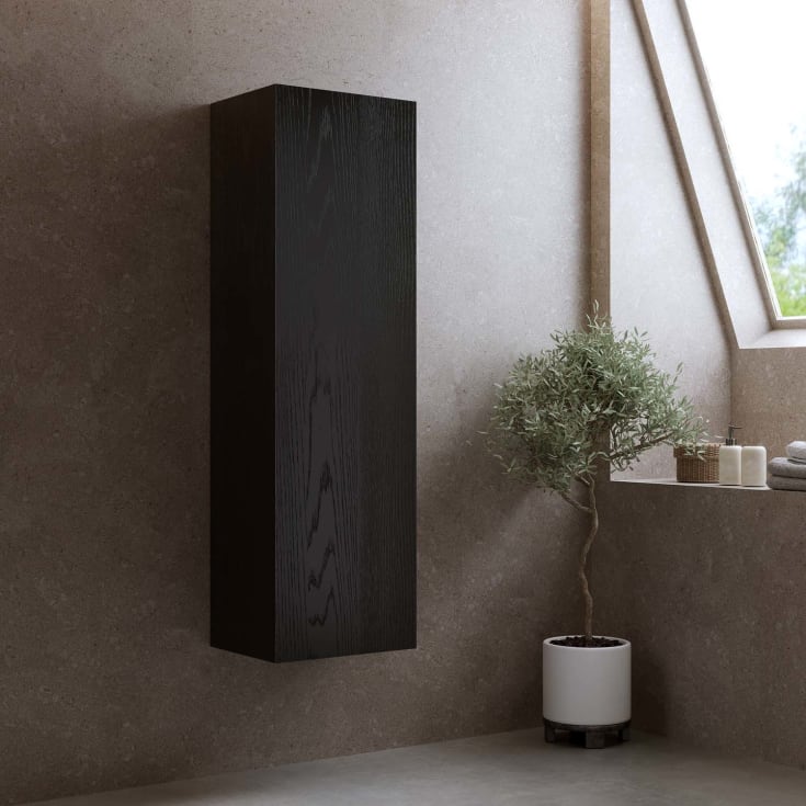 Bathlife høyskap, myktlukkende dør, 150x45x35 cm, sort eik