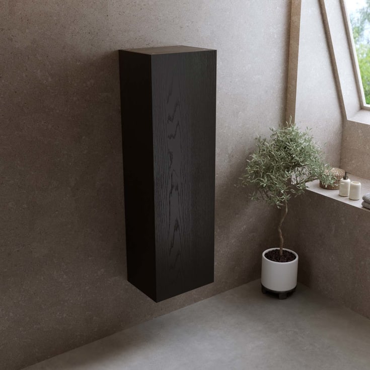 Bathlife høyskap, myktlukkende dør, 150x45x35 cm, sort eik