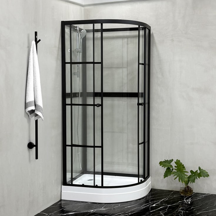 Bathlife Betrakta dusjkabinett, 70x90 cm, sort matt/klart glass