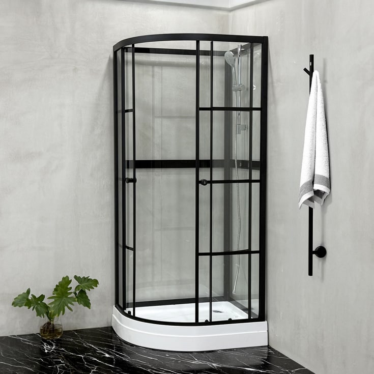 Bathlife Betrakta dusjkabinett, 90x70 cm, sort matt/klart glass
