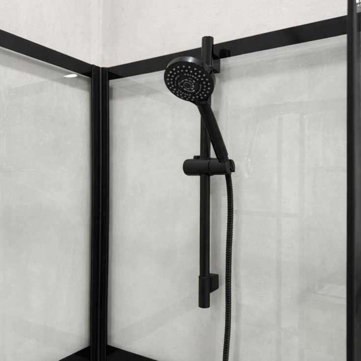Bathlife Betrakta dusjkabinett, 80x80 cm, sort matt/klart glass