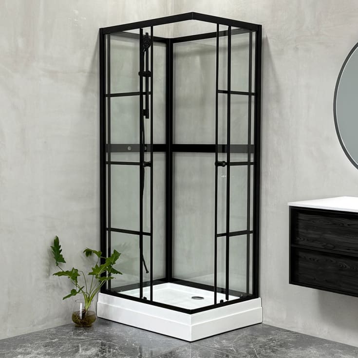 Bathlife Betrakta dusjkabinett, 70x90 cm, sort matt/klart glass