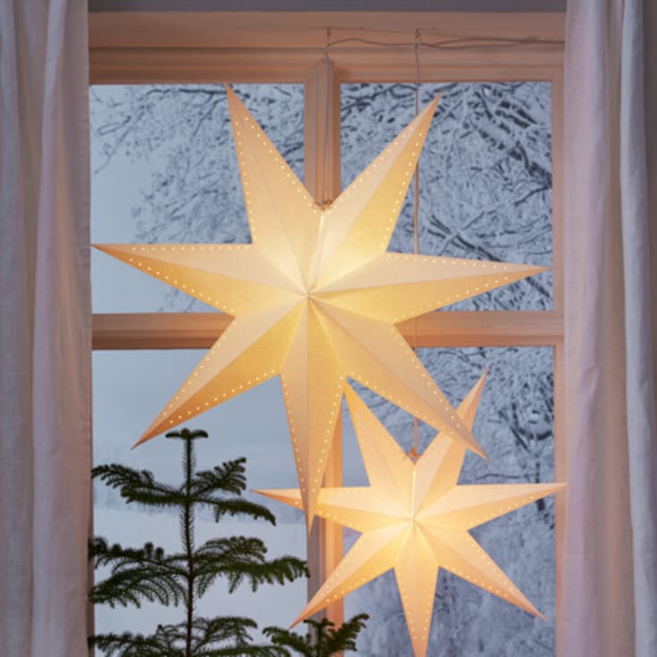 Star Trading Mika julstjärna med ljus, vit. 87 cm