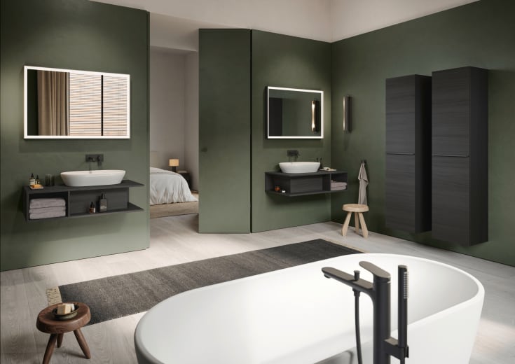 Duravit D-Neo høyskap, 40x176 cm, høyre, sort eg/sort