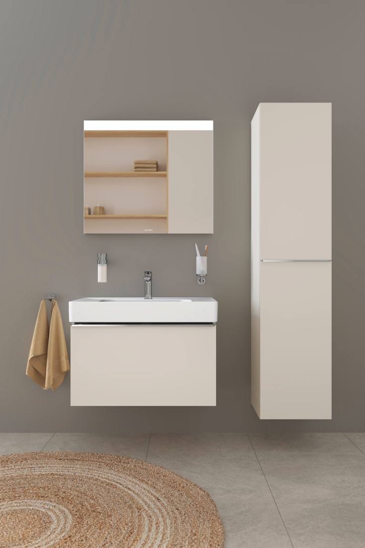 Duravit D-Neo høyskap, 40x176 cm, høyre, matt beige/krom