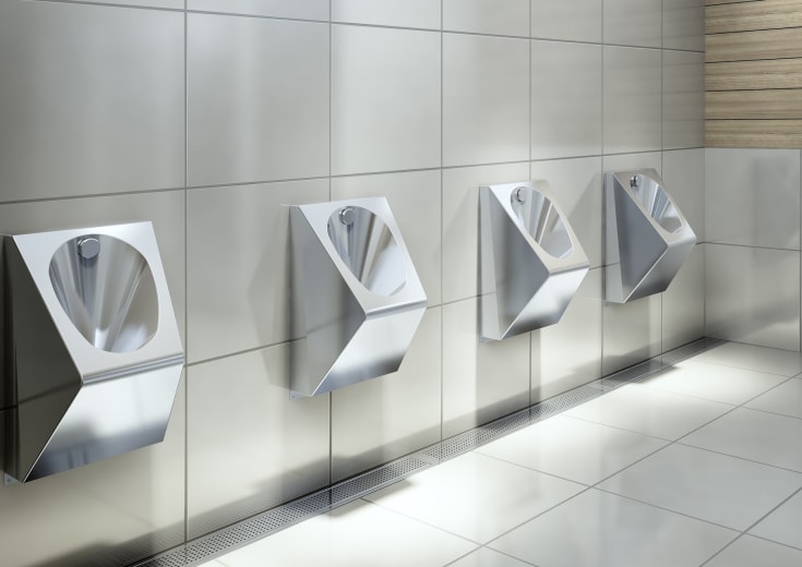 Purus V345 urinal, enmans, slipat rostfritt stål