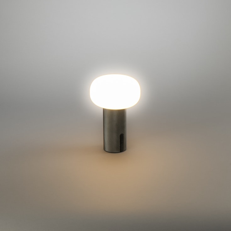 Konstsmide Antibes Mini genopladelig bordlampe, nikkel
