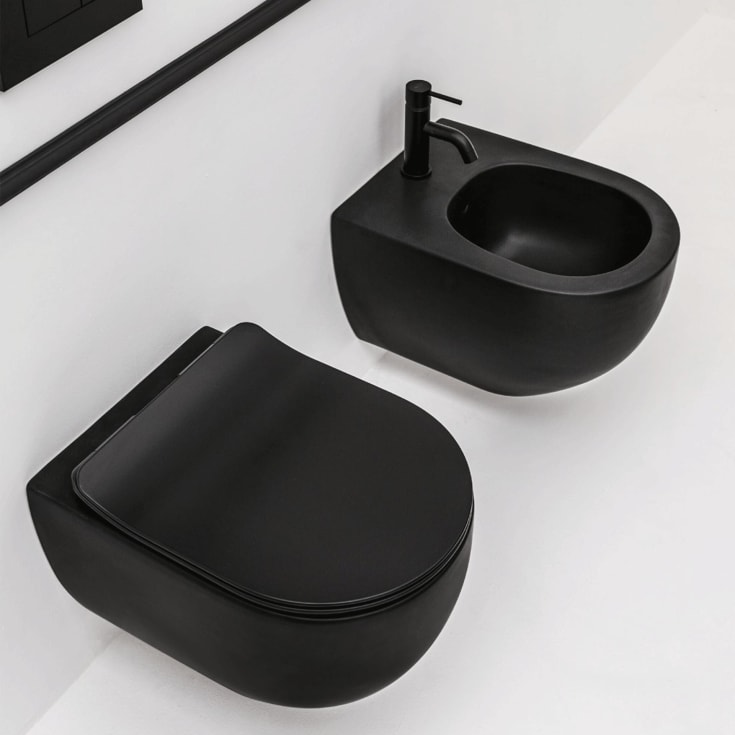 Lavabo Glomp Mini vägghängd toalett, utan spolkant, matt svart