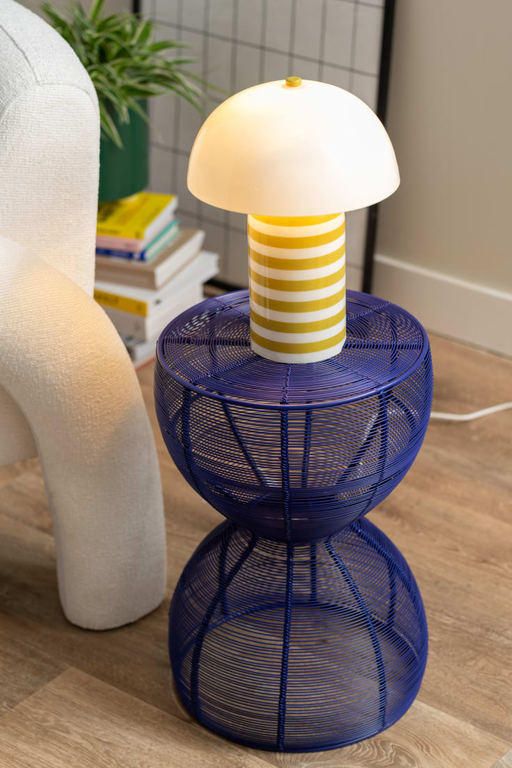 Leitmotiv Rayado Retro bordlampe, stripet gul