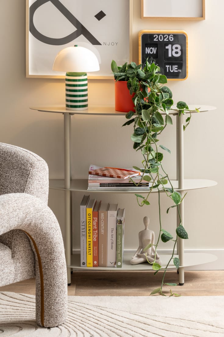Leitmotiv Rayado Retro bordlampe, stripet grønn
