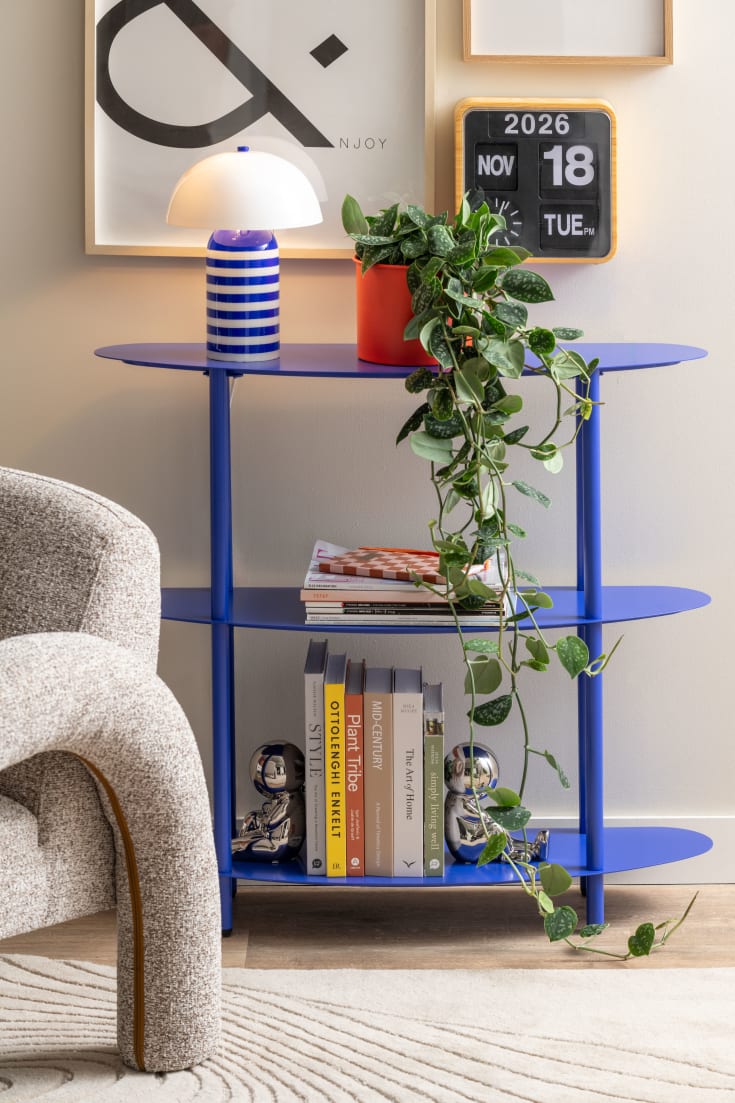 Leitmotiv Rayado Retro bordlampe, stripet blå
