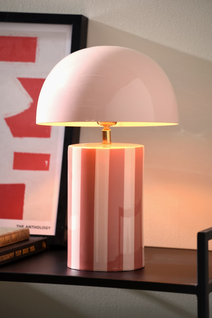 Leitmotiv Rayado bordlampe, stribet rosa