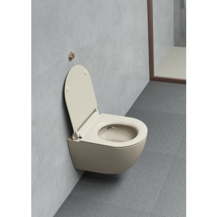 GSI Slim toalettsits, soft close, snabbfäste, matt ljusbeige