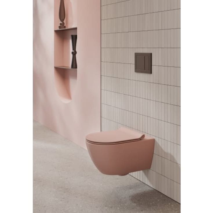GSI Slim toalettsits, soft close, snabbfäste, matt rosa
