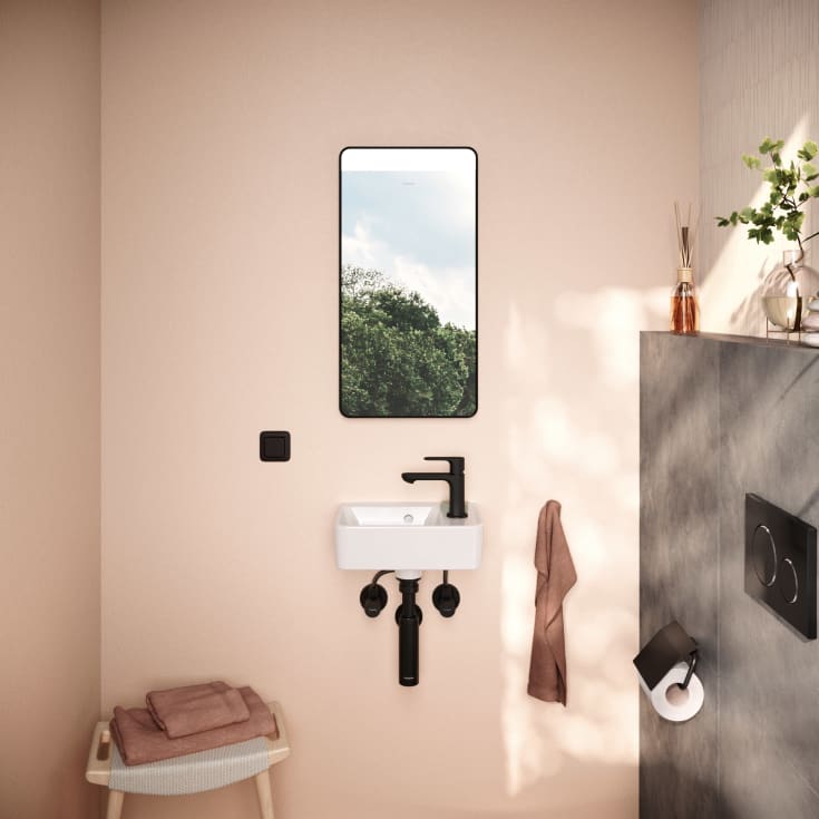 Hansgrohe Xarita Lite Q spejl med lys, 36x70 cm, sort