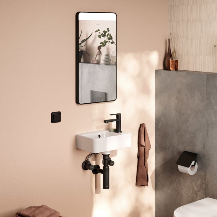 Hansgrohe Xarita Lite Q spegel med belysning, 36x70 cm, svart