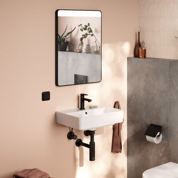 Hansgrohe Xarita Lite Q spejl med lys, 50x70 cm, sort