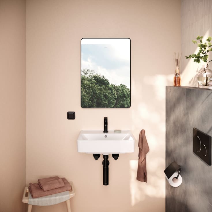 Hansgrohe Xarita Lite Q spegel med belysning, 50x70 cm, svart