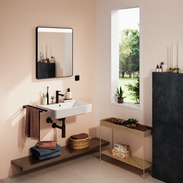 Hansgrohe Xarita Lite Q spejl med lys, 60x70 cm, sort