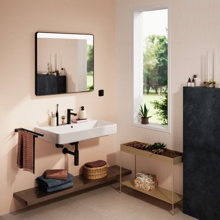 Hansgrohe Xarita Lite Q spejl med lys, 80x70 cm, sort