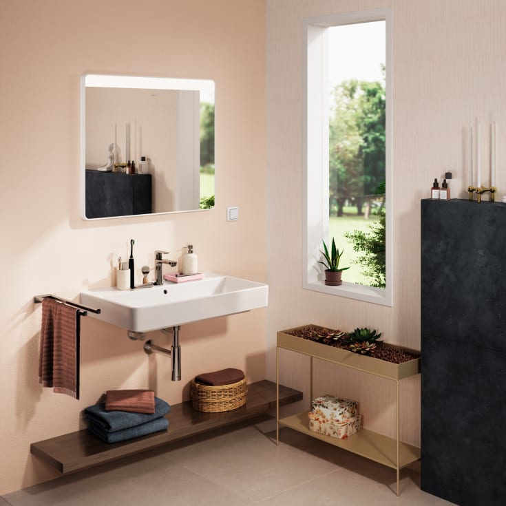 Hansgrohe Xarita Lite Q speil med lys, 80x70 cm, hvit