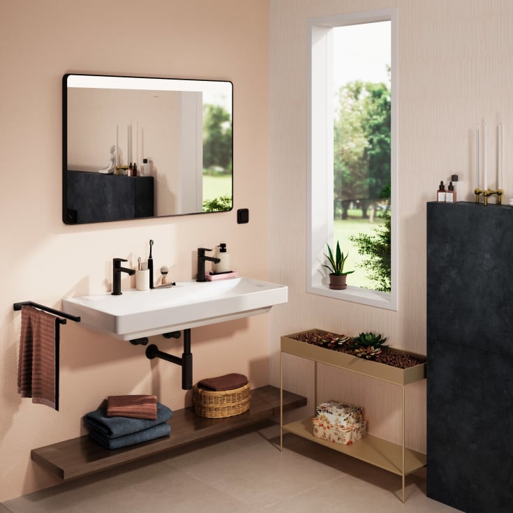 Hansgrohe Xarita Lite Q spejl med lys, 100x70 cm, sort