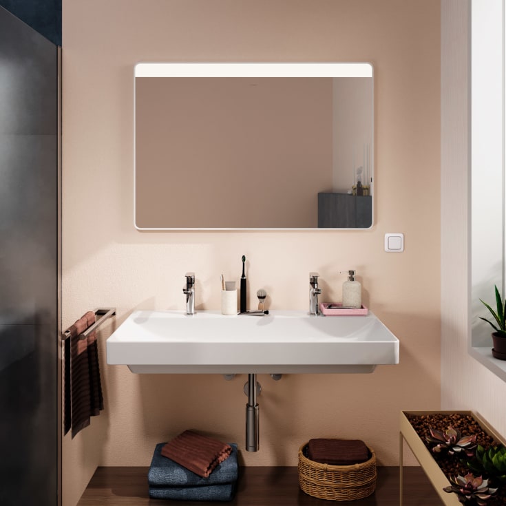 Hansgrohe Xarita Lite Q spegel med belysning, 100x70 cm, vit
