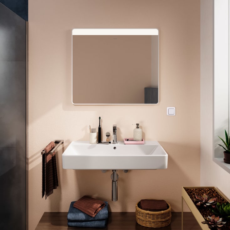 Hansgrohe Xarita Lite Q spegel med belysning, 80x70 cm, vit