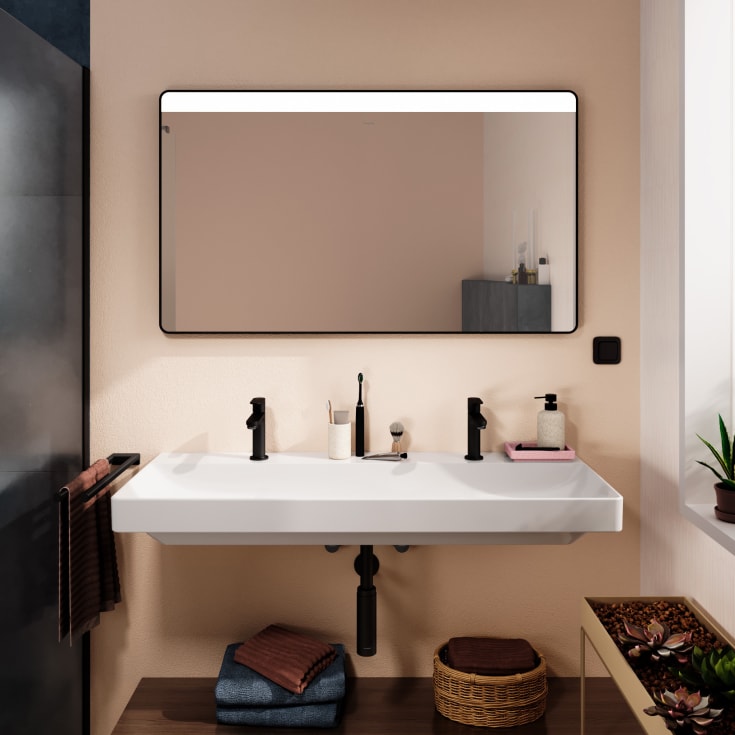 Hansgrohe Xarita Lite Q spegel med belysning, 120x70 cm, svart