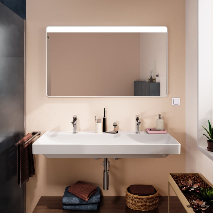 Hansgrohe Xarita Lite Q spegel med belysning, 120x70 cm, vit