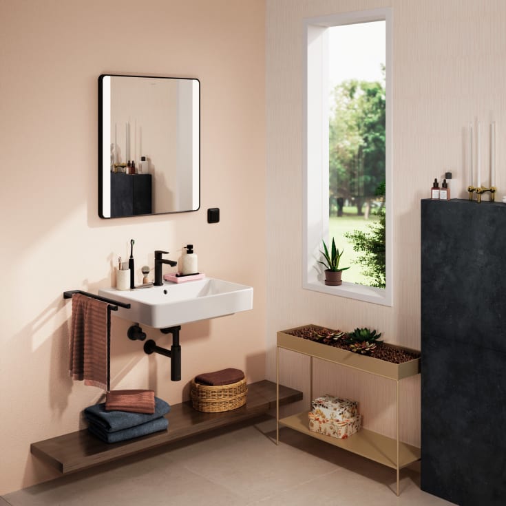 Hansgrohe Xarita Lite Q spejl med lys, 60x70 cm, sort