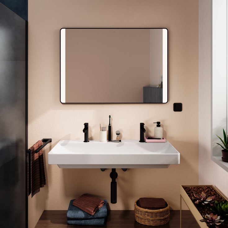 Hansgrohe Xarita Lite Q spegel med belysning, 100x70 cm, svart