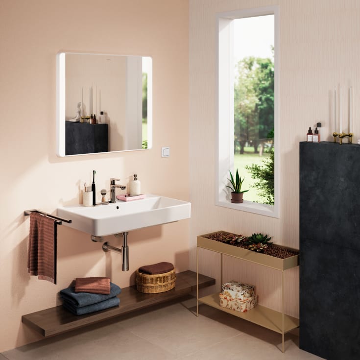 Hansgrohe Xarita Lite Q spegel med belysning, 80x70 cm, vit