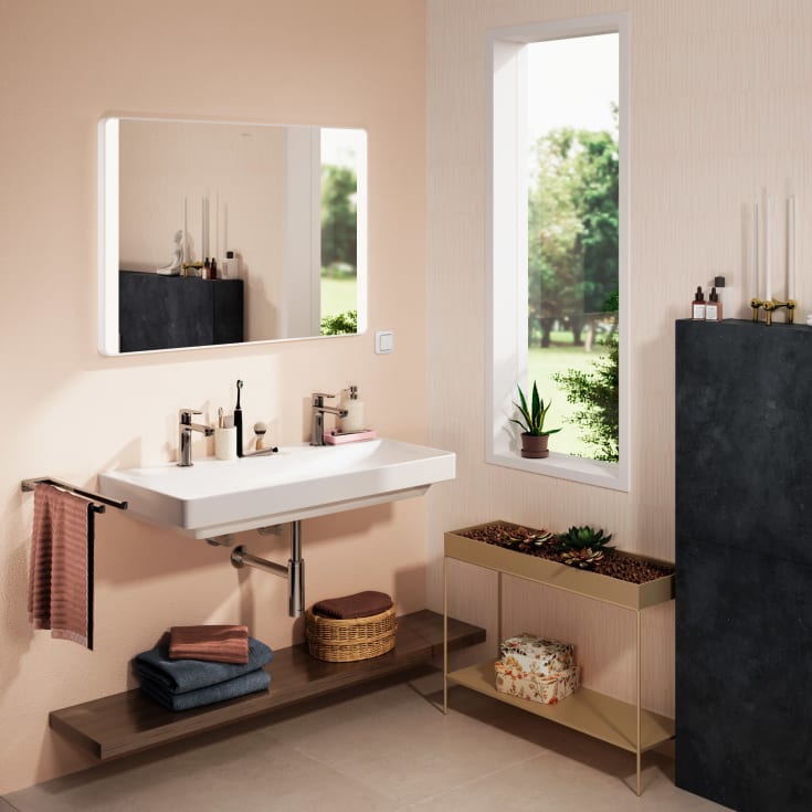 Hansgrohe Xarita Lite Q spegel med belysning, 100x70 cm, vit