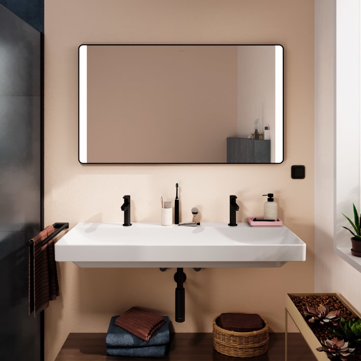 Hansgrohe Xarita Lite Q spegel med belysning, 120x70 cm, svart