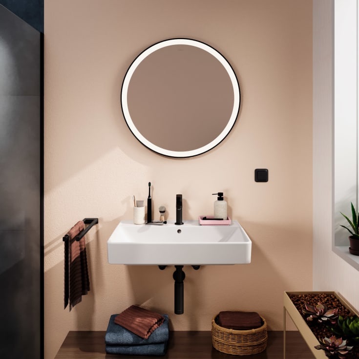 Hansgrohe Xarita Lite S speil med lys, Ø70 cm, sort