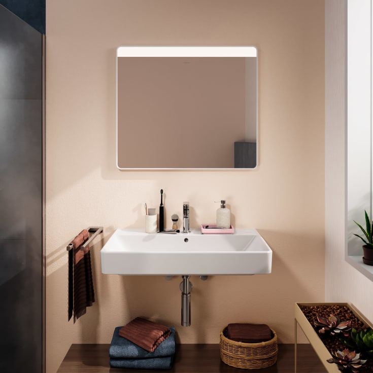 Hansgrohe Xarita Lite Q speil med lys, sensor, 80x70 cm, hvit