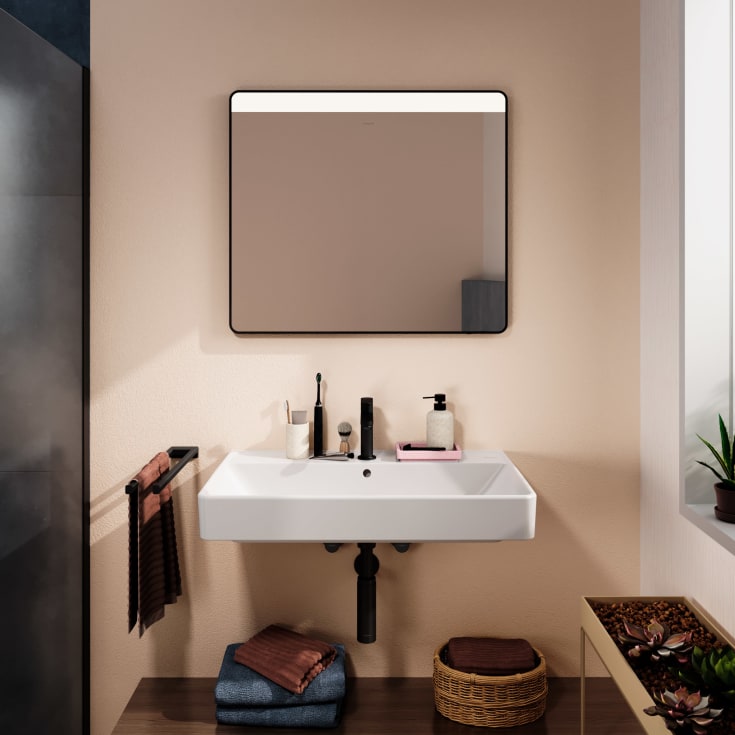 Hansgrohe Xarita Lite Q spegel med belysning, sensor, 80x70 cm, svart