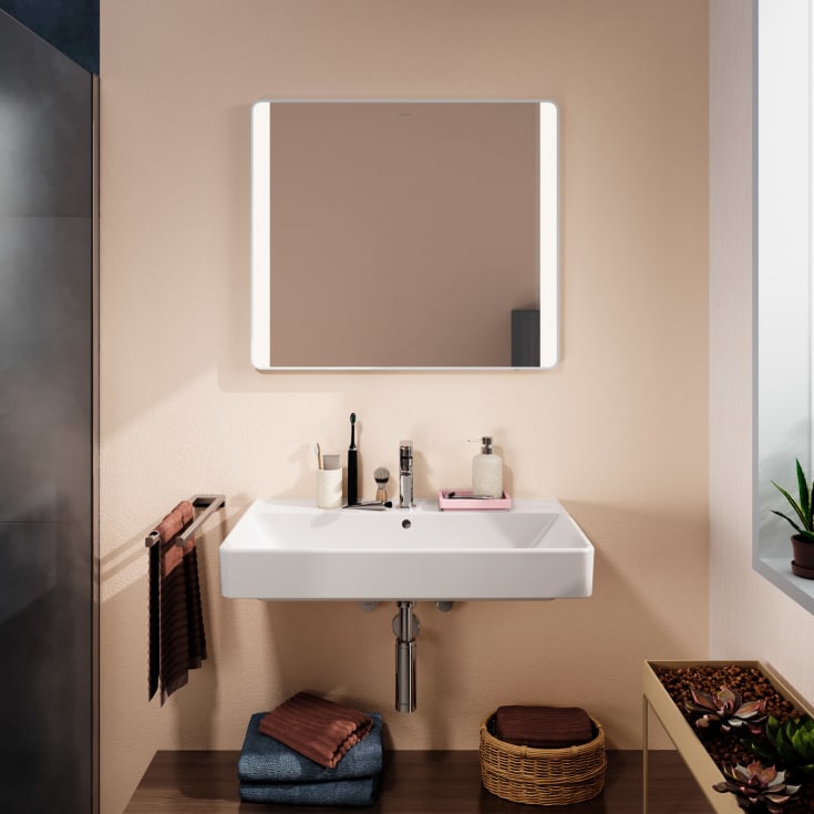 Hansgrohe Xarita Lite Q spegel med belysning, sensor, 80x70 cm, vit