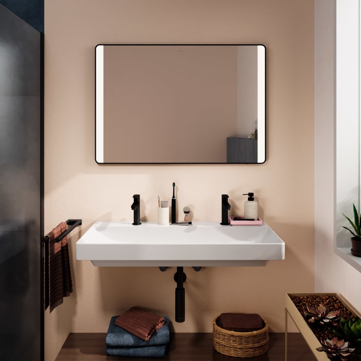 Hansgrohe Xarita Lite Q spegel med belysning, sensor, 100x70 cm, svart