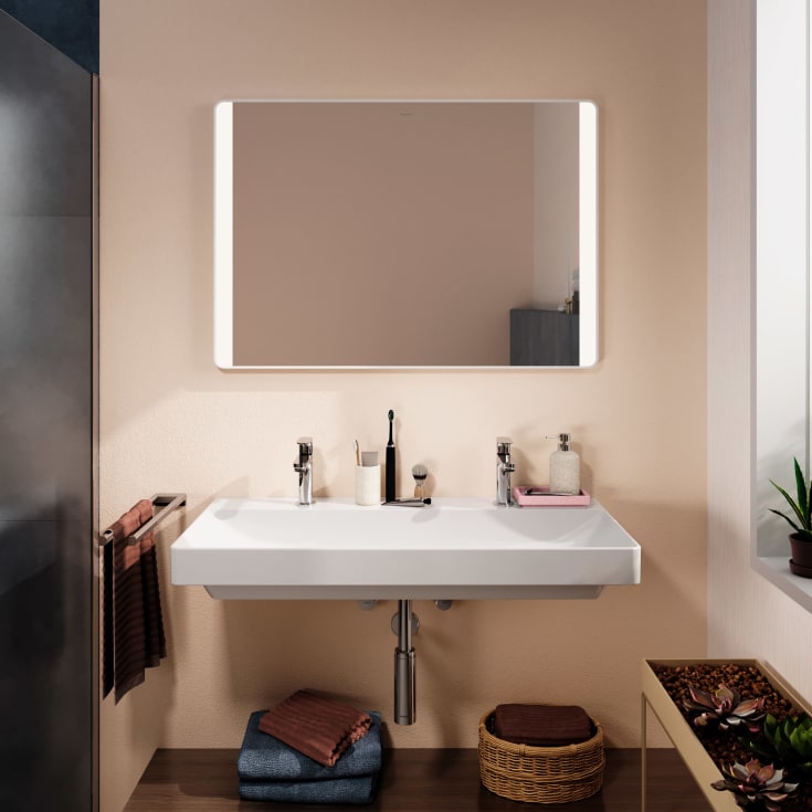 Hansgrohe Xarita Lite Q spegel med belysning, sensor, 100x70 cm, vit