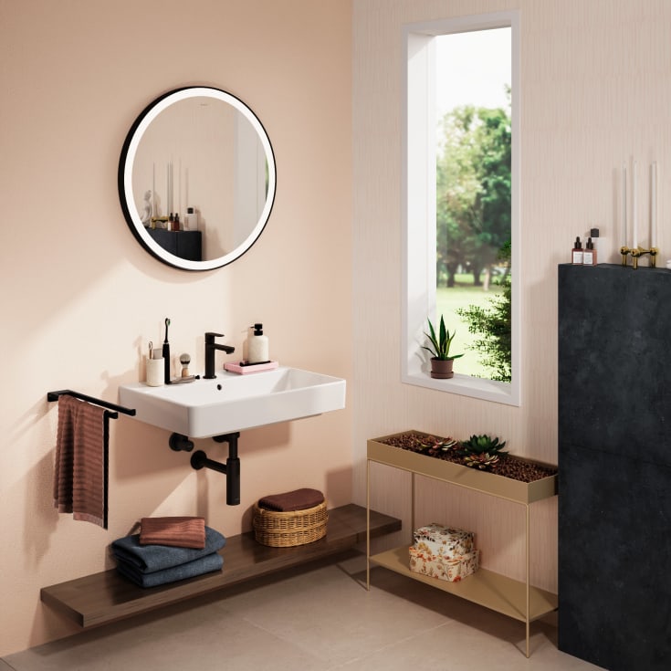 Hansgrohe Xarita Lite S spejl med lys, sensor, Ø70 cm, sort