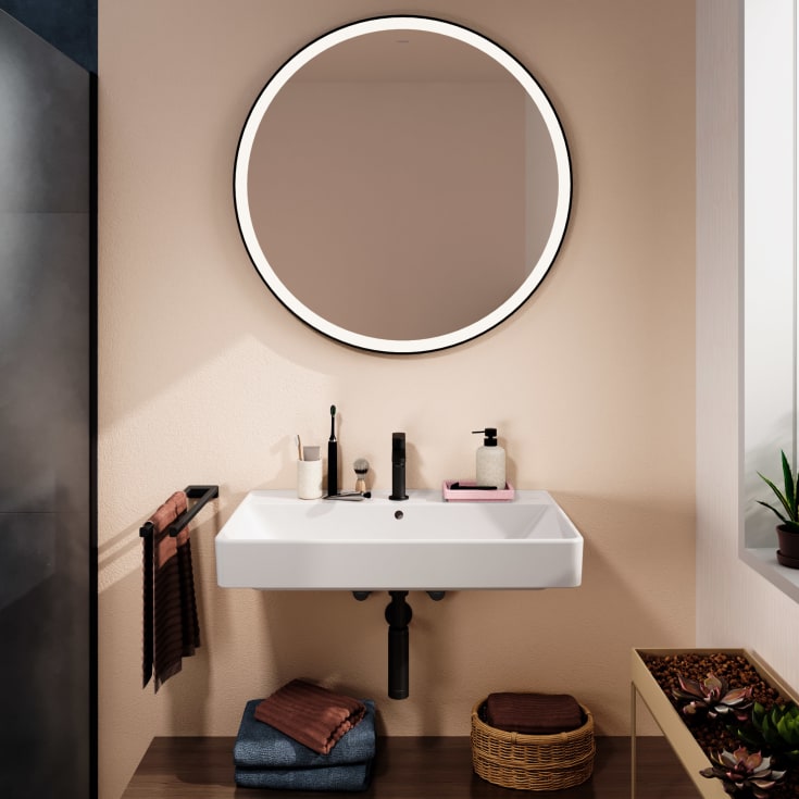 Hansgrohe Xarita Lite S speil med lys, sensor, Ø90 cm, sort