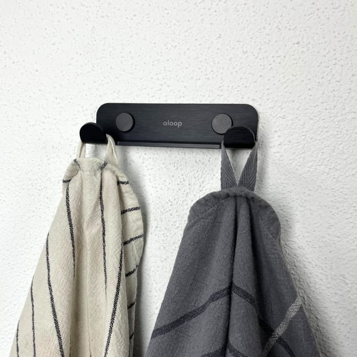 Aloop X 2 håndkleknagg, kullsvart