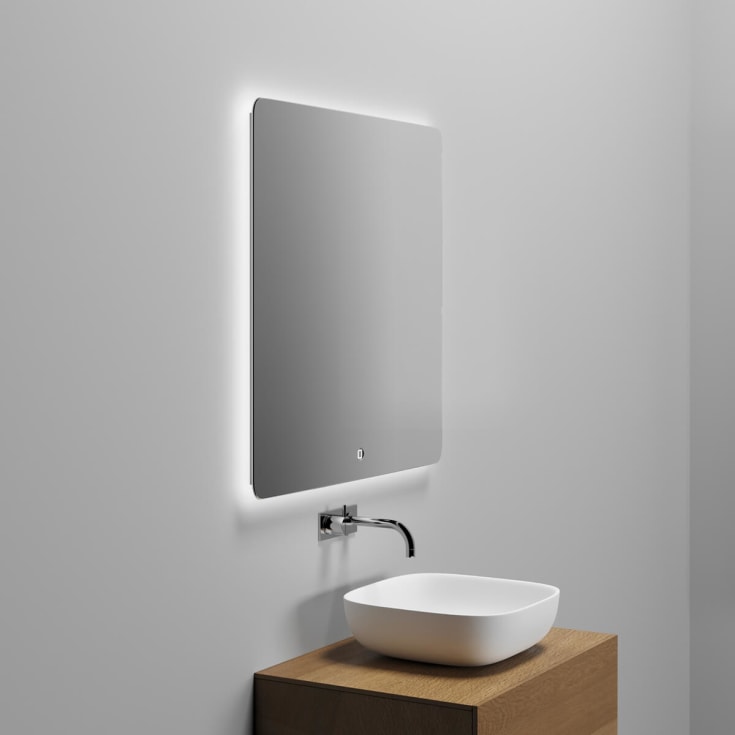 Copenhagen Bath Orø speil med lys, 80x80 cm